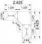 Preview: Winkelschreibtisch GAV2 242,5x242,5 cm anthrazit Stellfläche
