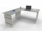 Preview: Winkelschreibtisch Form4 Wangengestell 160x180cm Tischplatten Lichtgrau