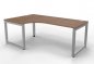 Preview: Winkelschreibtisch Riesa 200 cm Gestell Silber Nussbaum