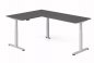 Preview: Winkelschreibtisch DSM 160x240 cm elektrisch höhenverstellbar Silber-Grafit