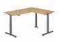 Preview: Winkelschreibtisch DSM 180x160 cm elektrisch höhenverstellbar Grafit-Asteiche
