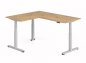 Preview: Winkelschreibtisch DSM 180x160 cm elektrisch höhenverstellbar Silber-Asteiche