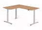Preview: Winkelschreibtisch DSM 180x160 cm elektrisch höhenverstellbar Silber-Nussbaum
