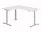 Preview: Winkelschreibtisch DSM 180x160 cm elektrisch höhenverstellbar Silber-Weiss