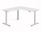 Preview: Winkelschreibtisch DSM 180x200 cm elektrisch höhenverstellbar Silber-Weiss