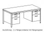 Preview: Schreibtisch Zeichnung 2 x Container mit Hängeregister