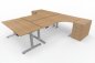 Preview: Teamarbeitsplatz DSM4 für 3 Personen Tischplatten Eiche Gestell Silber