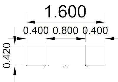 Büro Schrankwand MA3 160 cm breit 3teilig Zeichnung Stellfläche