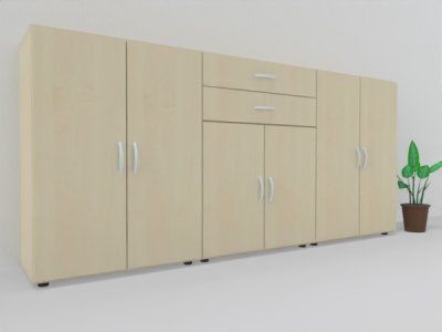 Büroschrankwand 240 cm breit 110,4 cm hoch MA5 Ahorn