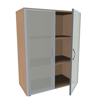 Aktenschrank Mega 3 OH mit Glastüren Buche