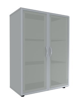 Aktenschrank Mega 3 OH mit Glastüren Lichtgrau