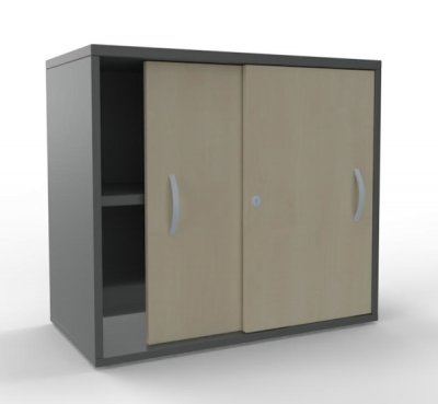 Schiebetüren-Anstellschrank TEN 80 cm onyxgrau/Ahorn