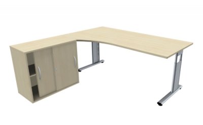 PC-Schreibtisch links Anstellcontainer Ahorn