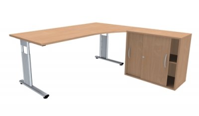 PC-Schreibtisch rechts Anstellschrank Buche