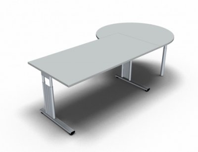 Schreibtisch 160 cm mit Berateransatz rechts Lichtgrau