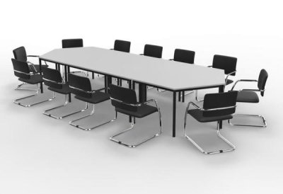 Konferenztisch DS4 mit 12 Stühlen Tischplatten Weiss