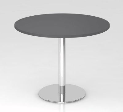 Besprechungstisch rund 100 cm Säule verchromt Tischplatte Grafit