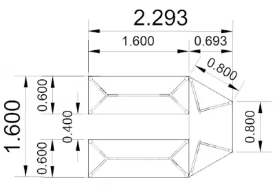 Besprechungstisch TEN 230x160 cm für 7 bis 9 Personen Zeichnung Stellfläche
