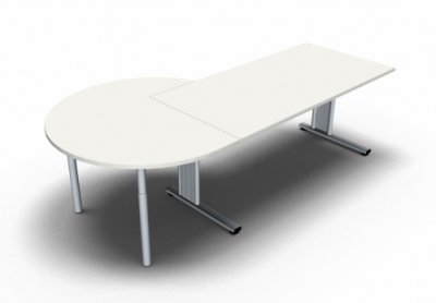 Schreibtisch 160 cm mit Berateransatz links Weiss