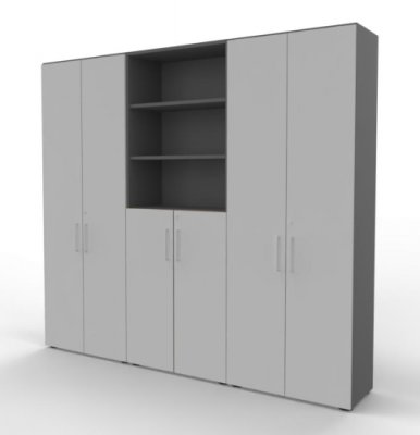 Büro Schrankwand VH98 Grafit-Lichtgrau