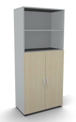 Kombischrank Mega 5 OH Türen 3 OH Lichtgrau Ahorn