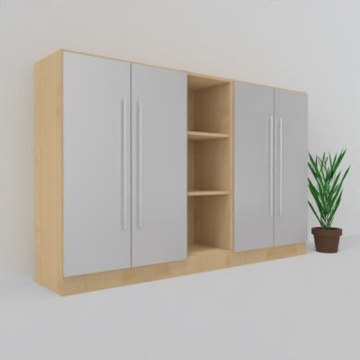 Büro Schrankwand MS14 3teilig Breite 200,6 cm Dekor Korpus Ahorn Türen Silber