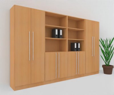 Büroschrankwand MS12 Breite 320 cm Höhe 200,4 cm Dekor Buche