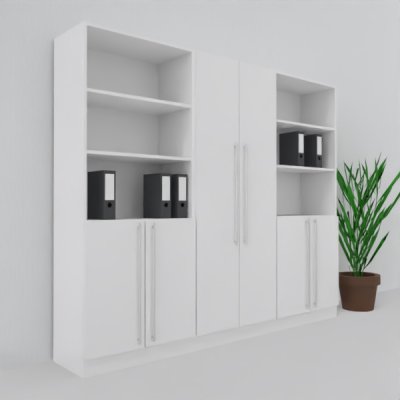 Büro Schrankwand MS6 Breite 240 cm Höhe 200,6 cm Dekor Weiß