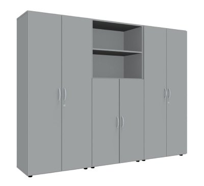 Schrankreihe 240 cm breit Mega 3021 Lichtgrau