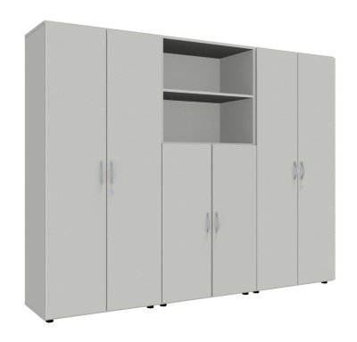 Schrankreihe 240 cm breit Mega 3021 Weiss