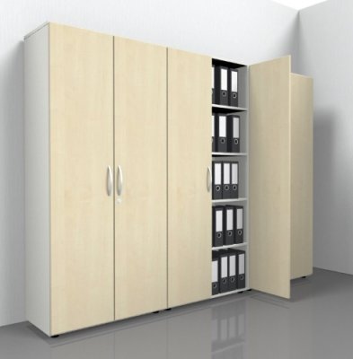 Schrankreihe 3385 Weiss/Ahorn 240 cm breit
