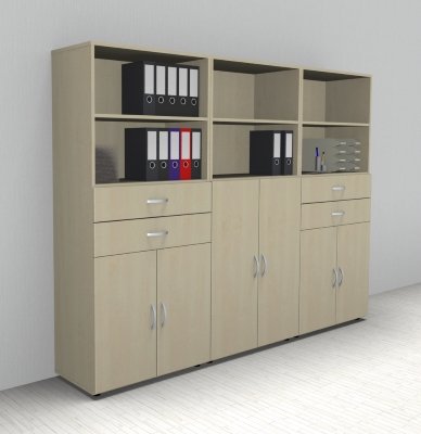 Büro Schrankwand 240 cm breit 3529 Mega Ahorn