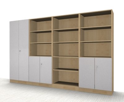Schrankreihe Klassik Kombination 6 Ahorn/Silber