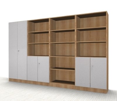 Schrankreihe Klassik Kombination 6 Nussbaum/Silber