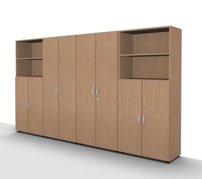 Büroschrankwand 320 cm breit 3210 Mega Buche