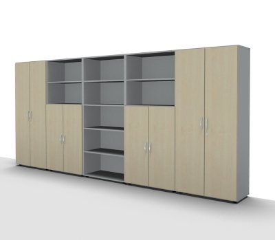 Büro Schrankwand 3412 Mega Weiss Ahorn