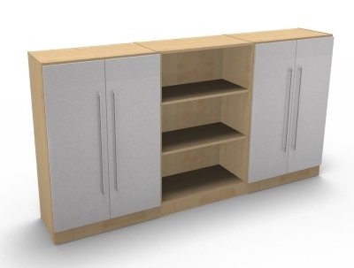 Büro Schrankwand Multi 1 Ahorn/Silber
