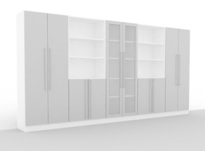 Büro Schrankwand Multi 7 Weiß/Silber