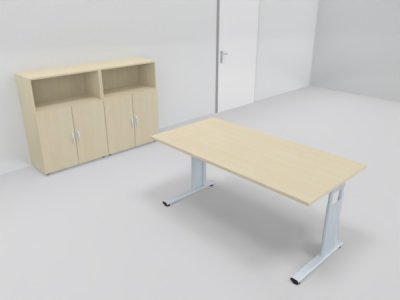 Büromöbel-Set GB2 Komplettbüro 3teilig Schreibtisch und Büroschränke Ahorn