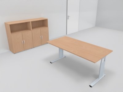 Büromöbel-Set GB2 Komplettbüro 3teilig Schreibtisch und Büroschränke Buche
