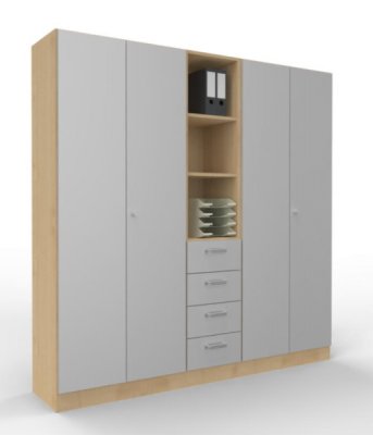 Büroschrankwand Klassik K11 Ahorn-Silber