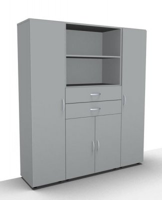 Büroschrankwand 160 cm breit Mega 252 Lichtgrau
