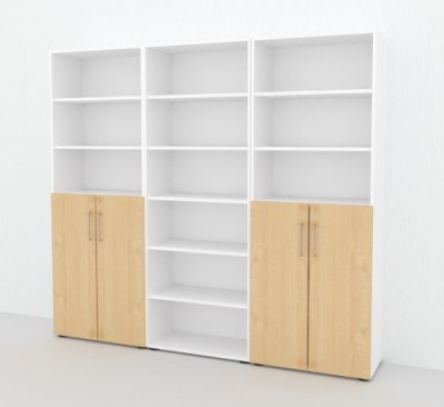 Büro Schrankwand VH96 Weiss-Ahorn