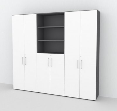 Büro Schrankwand VH98 Grafit-Weiss