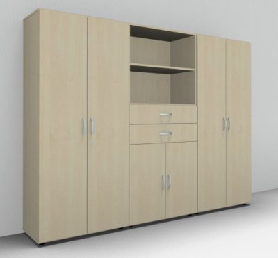 Büroschrankwand 240 cm breit 868 Mega Ahorn