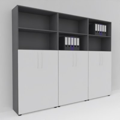 Büro-Schrankwand Basis K10 Grafit-Weiss