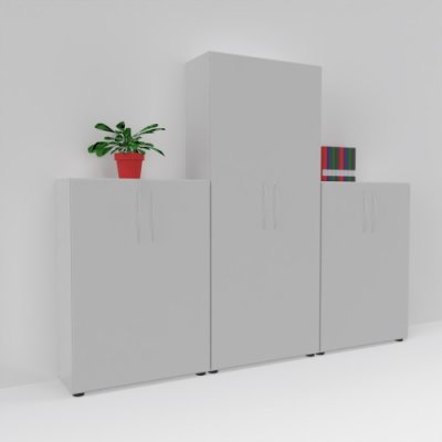 Büro Schrankwand Basis 2 Lichtgrau