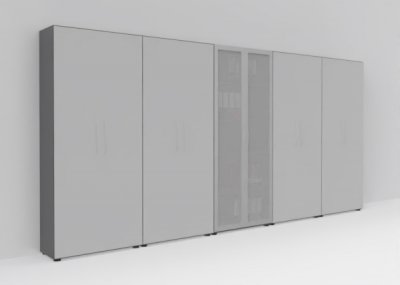 Büro-Schrankwand Basis K8 Grafit-Lichtgrau