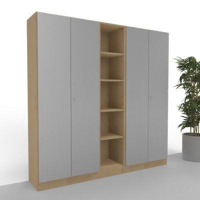 Büroschrankwand 200 cm breit Klassik 12 Ahorn-Silber