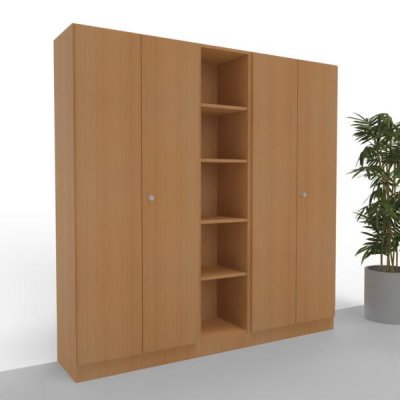 Büroschrankwand 200 cm breit Klassik 12 Buche